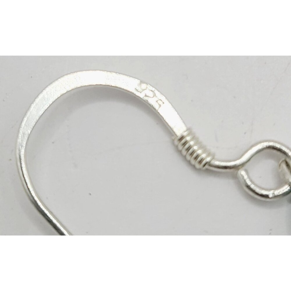 Vtg Southwestern Sterling Silver Turquoise & Coral Earrings 925 Hook Earrings - Picture 3 of 7